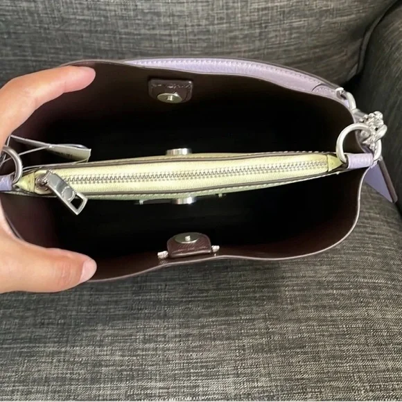 NWT COACH Purple Crossbody/Shoulder Bucket Bag in Silver/Mist Authentic CA177